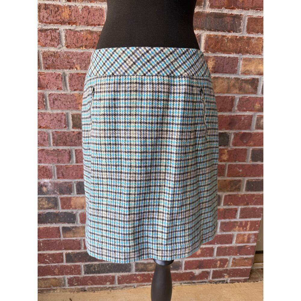 Vtg Y2K Talbots Petites wool blend Mini Skirt houndstooth Preppy Plaid  size 6P